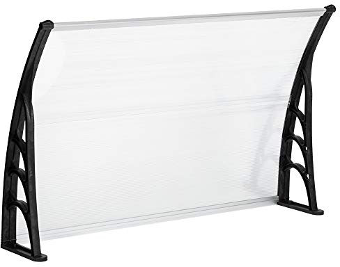 Bonnlo 120 x 80 cm Window Door Canopy, Door Canopy Awning with Polycarbonate Board for UV Water Rain Resist, Black