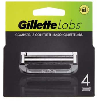 Gillette LABS Rasierklingen für Herren, 4 Ersatzteile mit 5 Klingen, Komfort und Tiefe, kompatibel mit Gillette Labs Rasierern