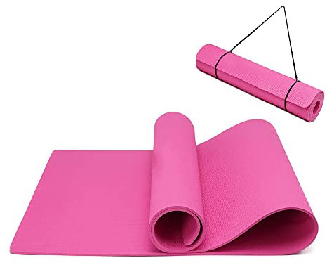 Yogamatte rutschfest und umweltfreundliche TPE Sportmatte mit Tragegurt Gymnastikmatte für Pilates, Workout Fitnessmatte 183 x 61 x 0.6 cm (Pflaume)