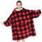 IvyH Hoodie Sweatshirt Decke, ÜBergröße Tragbare Sherpa Decke mit SchäDeldruck Warmes Gemütliches Bequemes Tragbares Kapuzenpullover für Erwachsene Männer Frauen Jugendliche (Rot und schwarz)