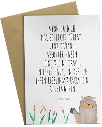 Mr. & Mrs. Panda Grußkarte Otter Stein - Geschenk, Grußkarten, Pflanzen, einladungskarten, Fun Facts, Seeotter, Witzige Fakten, Beileidskarte, vatertagskarte, hochzeitskarten, weihnachtskarten