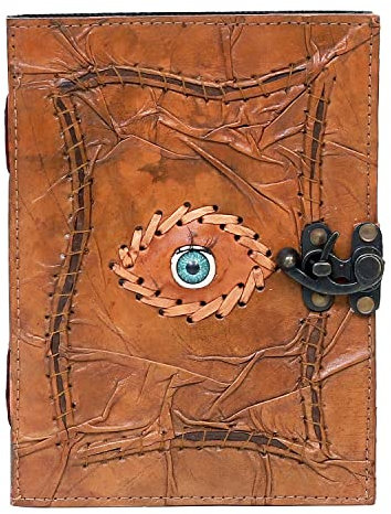 cuero Hocus Pocus Buch der Zaubersprüche Evil Eye Leder Tagebuch Notizbuch liniert Leder Journal Täglicher Notizblock