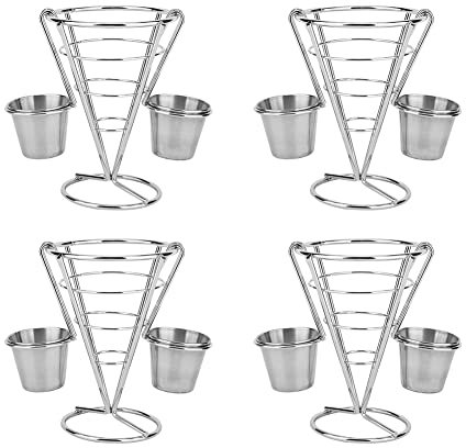 Jenngaoo Pommes Frites Korb, Kegel Snack Ausstellungsstand Kegelkorb Snack Ständer Pommes Halter Pommestüten Halter Servieren von Snacks mit Dips oder Pommes (Doppelt x 4)