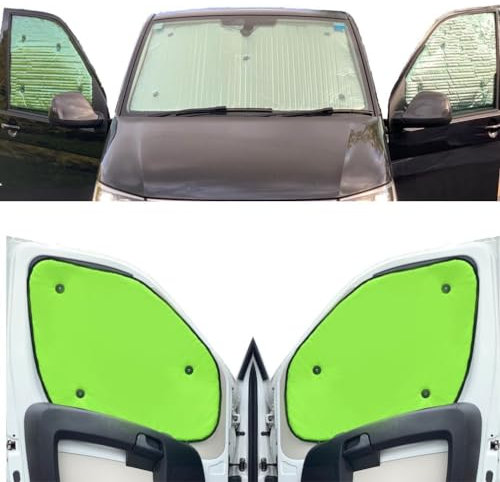 Thermo-Jalousien Kombatibel Mit Ford Tourneo Custom (2012-Date)(Komplettset SWB + Heckklappe) Rückseite einfärben Fluoreszierendes Gelb, Reversibel und Thermisch