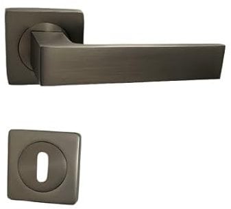 Paire de Poignées de Porte sur Rosaces Carrées KLOSE besser en ALUMINIUM Couleur Bronze anodisé ELODIE - +1 Paire de rosaces à trou de clé