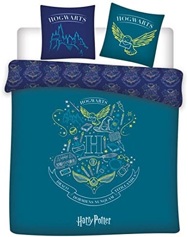 Wendebettwäsche für Doppelbett, Harry Potter, Bettbezug 240 x 220 cm und 2 Kopfkissenbezüge 63 x 63 cm, 100% Polyester