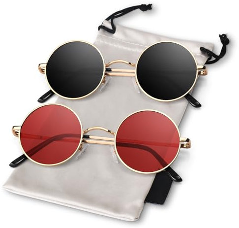 Sonnenbrille Herren Polarisiert Retro Rund 70er Kleine Größe Hippie Brille Damen 100% UV-Schutz Cat 3 CE