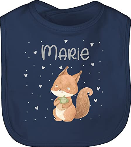 Baby Lätzchen - Tiere - Eichhörnchen Eichhorn Squirrel - Unisize - Navy Blau - babygeschenke baby-geschenke personalisierte geschenke kita babylätzchen babygeschenk jungen babysachen tier name