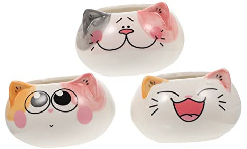 STOBOK 3pcs Kitten Flower Pot Decorative Flower Pots Cat Ceramic Flowerpot Mini Cat Pots Ceramic Succulent Pots Mini Flower Pot Ceramic Flower Pots Cat Flower Pot Plant Animal Ceramics