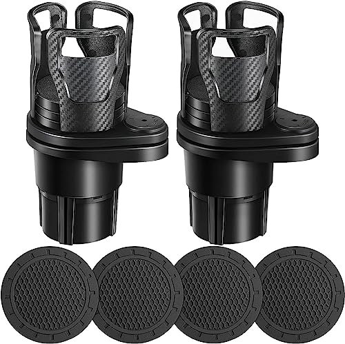 MACHSWON 2pcs Schwarz Multifunktionale Auto Getränkehalter Getränkehalter mit 4 Auto Becherhalter Matten Einsätze Einstellbare Auto Cup Holder Adapter Extender