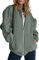 AUTOMET Damen Kapuzenpullover mit Reißverschluss, langärmelig, Übergröße, Fleece, Y2K-Jacke mit Taschen, Dunkelgrün, S