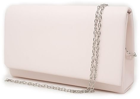 Pochette rosa chiaro Clutch bag busta a mano donna cerimonia piccola borsa borsetta con tracolla catena da sera signora matrimonio comunioni Ecopelle Rosa pallido