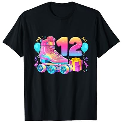 12. Geburtstag Mädchen 12 Jahre, Roller Skates, Nummer 12 T-Shirt