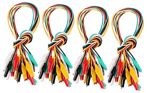 Uonlytech 40pcs Alligator Clip Test Leads Double-ended Jumper Wires Alligator Clips Test Lead Insulated Test Leads with Alligator Clips Test Lead Cable Flexible Cable Medium Copper Wire