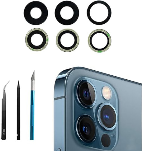 Mingxiong 3Pcs/Set 12 Pro Max Rear Back Camera Glass Lens Replacement for iPhone 12 Pro Max Camera Glass Lens Replacement + Adhesive Preinstalled + Repair Tool Kit Set,Anti-Lens Scratch