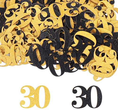GoldRock Konfetti 30 Geburtstag Deko Groß 3,4x2,6cm,100 Stk Tischdeko 30. Geburtstags Deko Gold,Deko 30 Geburtstag Mann Frau, Streudeko Geburtstage 30er,Luftschlangen 30 Geburtstage Männer Frauen