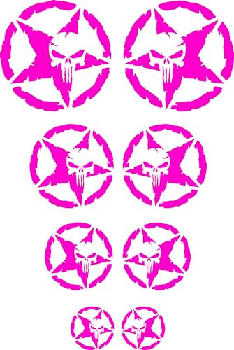 Autoaufkleber Totenschädel Aufkleber Set Motorrad Totenkopf Rund Skull Sticker Motocross 8 Stück Schädel (Matt Pink)
