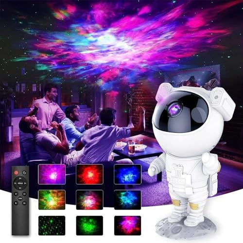 BYCO Astronauta Proiettore Cielo Stellato Galassia，Spaceman Galaxy Star Projector Lampada Notturna con Timer, Telecomando，Proiettore Stelle Soffitto Luce per Camera da Letto