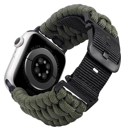 BINLUN Compatible avec Apple Watch Bracelet 49mm 46mm 45mm 44mm 42mm, Bracelets en Paracorde Tressé de Remplacement Sport Nylon Bracelet Idéal pour iWatch Ultra2 Ultra Séries 10/9/8/7/SE/6/5/4/3/2/1