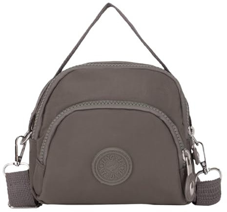 FAVORTALK Kleine Umhängetasche Damen Wasserdicht Grau - Schultertasche Messenger Handtasche Umhängetaschen Nylon Crossbody Bag für Arbeiten Reisen Lässig,DJB00308