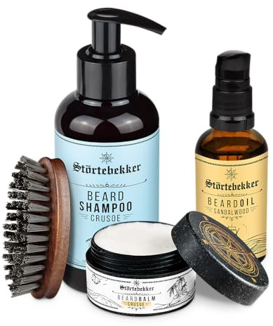 Störtebekker® Premium Anti Juckreiz Set - Hochwertiges Bartpflege Set für Männer - mit Bartöl Sandelholz, Bartbalm, Bartbürste, Bartshampoo - tägliche Bartpflege gegen Juckreiz - Geschenkidee Herren