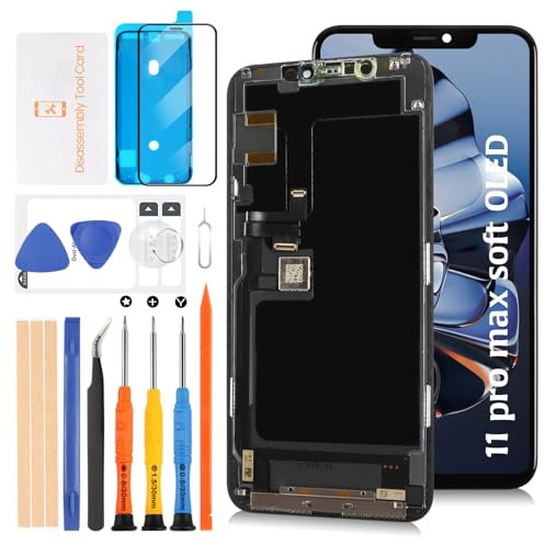 Olivechard Soft OLED 11 Pro Max LCD Screen Replacement for iPhone 11 Pro Max 6.5 inch [Soft OLED,NOT LCD] 3D Touch OLED LCD Display Touch Digitizer Screen Assembly A2218 A2161 A2220 with Repair Tools