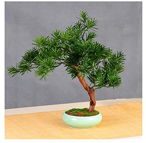 Gefälschte Pflanze Künstliche Bonsai Kiefer, 23 Zoll faux Topfpflanze, gefälschte Baum Topf Ornamente Zeder Bonsai Pflanze für Wohnzimmer, Tee-Zimmer Künstliche Zimmerpflanzen