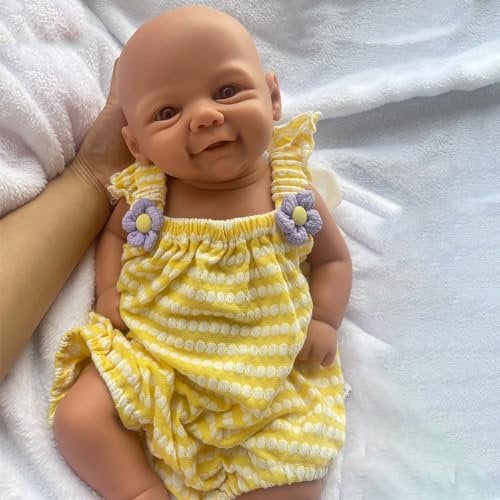Oppaionaho 45,7 cm unlackierte Reborn Babypuppen Platin-Silikon Ganzkörper Neugeborene Puppen Anatomisch Korrekte und Flexible Gliedmaßen 3kg Tan