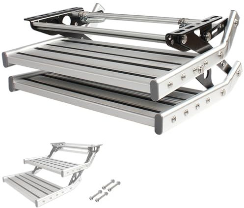 CHBMZ Wohnmobiltrittstufen, Wohnmobil Stufenmontage, Wohnmobil Stufen, Pulverbeschichtet, rutschfeste Stufen, Kompakt Erweiterbar Oder Zusammenklappbar, 200 Kg Tragkraft(Double Layer - Manual)