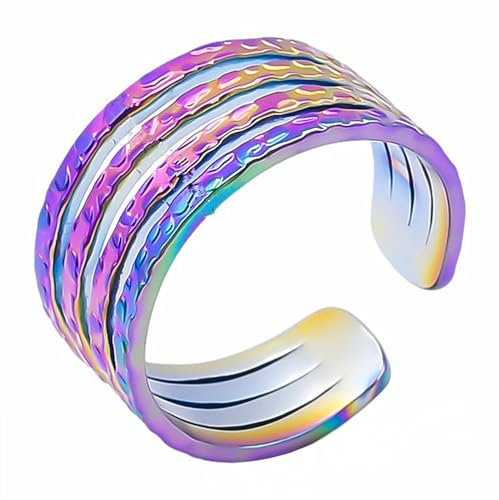 GleaMora Edelstahl Hohle Verstellbare Verstellbare Ringe Unisex Vintage Gold Silber Bunte Geometrische Ring Schmuck Geschenk