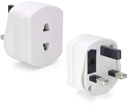 Aibulo 10 x Shaver Adapter Plug UK - 2 Pin to 3 Pin Adapter Plug for Electric Razor & Toothbrush, Travel Converter Plug, Bathroom Socket Adapter