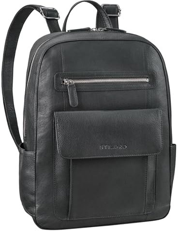 STILORD 'Rae' Cuir Sac a dos ordinateur 15,6 pouches femme et homme sac à dos collège sac à dos femme cuir sac à dos de voyage sac a dos pc sac a dos travail, Couleur:noir