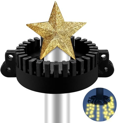 Menkxi 1 Pcs Christmas Tree Flag Pole Mega Topper Light Hook 7 x 5 x 1.75 Inch Christmas Tree Flag Pole Topper for Xmas Outdoor Decoration Patio Yard Holiday Party Supplies