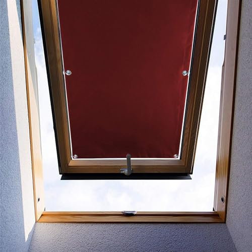 Ygann Dachfenster Rollo Thermo Sonnenschutz Verdunkelungsrollo für Dachfenster UV Schutz mit Saugnäpfe ohne Bohren ohne kleben (Rot,112x140cm)