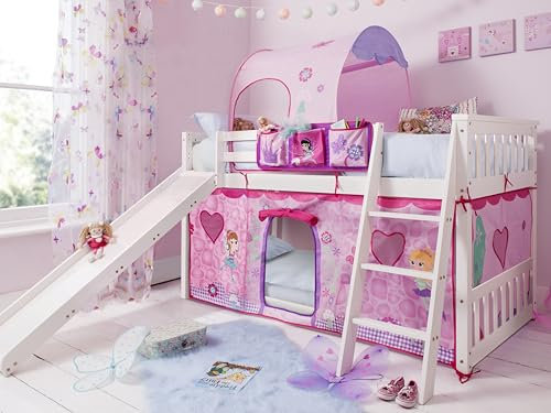Noa and Nani Tuva Cabin Bed Low with Bunk Underbed Slide & Choice of Accessories Packages (Tuva Cabin Bed Low with Bunk Underbed Slide & Fairies Package in Classic White)