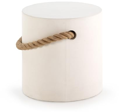 TABURETE 40X40X40 CON ASA CUERDA/CEMENTO BLANCO
