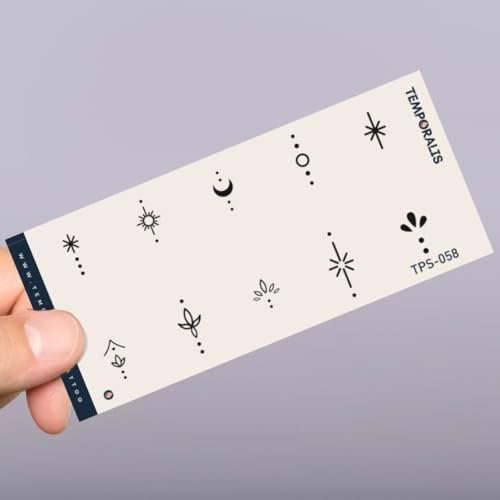 Kit Tatouage Ephemere Doigt - Temporalis® | Faux Tatouage Main Femme – Cosmétique Certifié UE, Encre Vegan & Waterproof – Dure 1 à 2 semaines [ Tattoo Celestial Set – 10 motifs ]