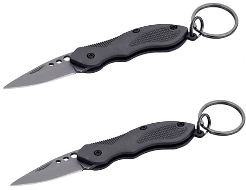 munkees 2 x Klappmesser, Taschenmesser Schlüsselanhänger Edelstahl, Anthrazit