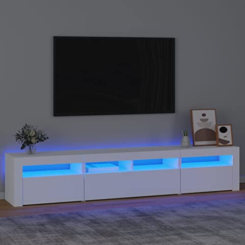 Festnight Mobile TV, Mobile Porta TV, Consolle Porta TV, Mobile TV Soggiorno, Mobile TV Moderno, Mobiletto TV, Mobile Soggiorno con Luci LED Bianco 210x35x40 cm