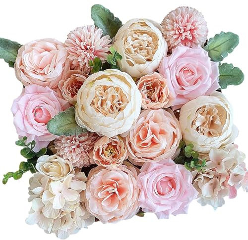 BeauFairy Fiori Artificiali, Scatola Set Fiore Rose Finte Schiuma, Schiuma Teste di Rose con Foglia e Gambo Regolabile, per DIY Matrimoni Mazzi Nuziale Festa Casa Stanza Decorazioni, 004