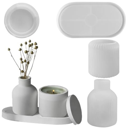 4 pièces moule en silicone pour vase, moules en résine pour pot de fleur, moule pour pot, moule pour vase de jardinière unique, moules pour vase en résine époxy, moules créatifs en résine