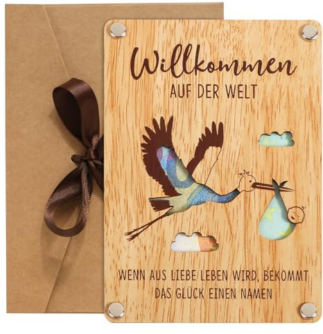 BOFUNX Geldgeschenk Geburtstag aus Holz Baby Taufe Kommunion Geburtstag Geldgeschenk Verpackung Taufe Kommunion Konfirmation Jungen Mädchen