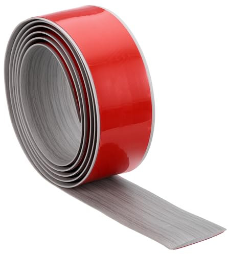 QUARKZMAN Bodenübergangsleiste, 2 Zoll x 6,56 Fuß Selbstklebende Vinyl-Laminatbodenkante Bodenabdeckungsstreifen zum Verbinden von Teppich, Bodenfliesen, Grau Holz