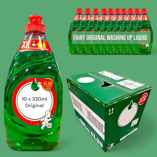 Fairy ORIGINAL Washing Up Liquid Green with LiftAction 320ML (Pack of 10)