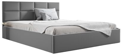Sofello Polsterbett GOBI 90 120 140 160 180 200 Metall-Lattenrost Velour Samtstoff Velvett mit Bettkasten und Stauraum (Riviera 91 - grau, 140x200)