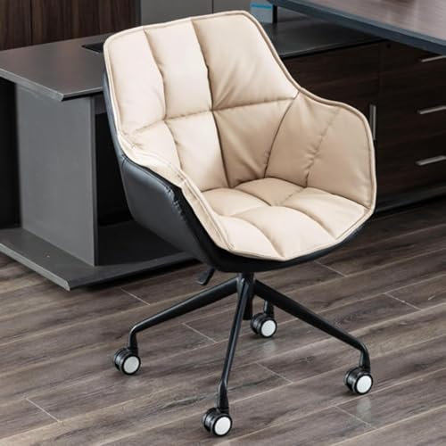 Home Task Chairs With Arms, Mid Back Desk Chairs With Swing Mode Computer Chair, Swivel Rolling Vanity Chair For Bedroom, Small Spaces