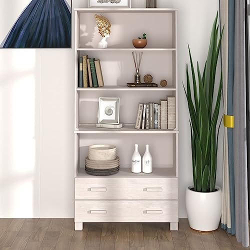 LLEZKBR Schränke & Aufbewahrung-Buffets & Sideboards-Highboard HAMAR Massivholz Kiefer Weiß