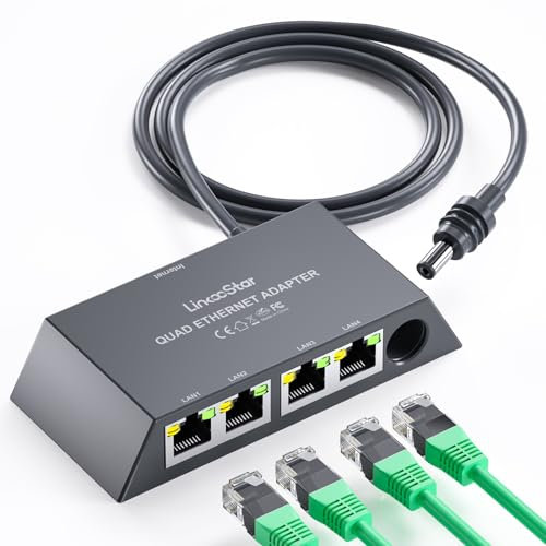 Starlink Ethernet Adapter Splitter for Starlink Gen 3/Mini, Starlink Adapter Ethernet 1 to 4 RJ45 LAN Network Extension for Cat 5/5e/6/7/8 Cable Fast & Stable Connection [4 Devices Simultaneously]