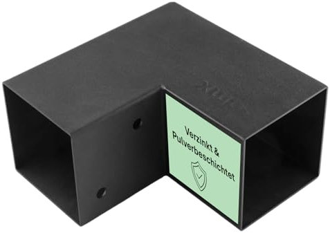 CLIP'N'SHADE L Pfostenverbinder für Wandanbindung L-Form für Terrassenüberdachung 100x100 mm Holzbalken – Stahl schwarz verzinkt & pulverbeschichtet | Eckverbinder für Pfosten | L Befestigungswinkel