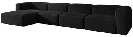 Luxusbetten24 Designer Sofa Comfy L Maxi in Cord Schwarz Links